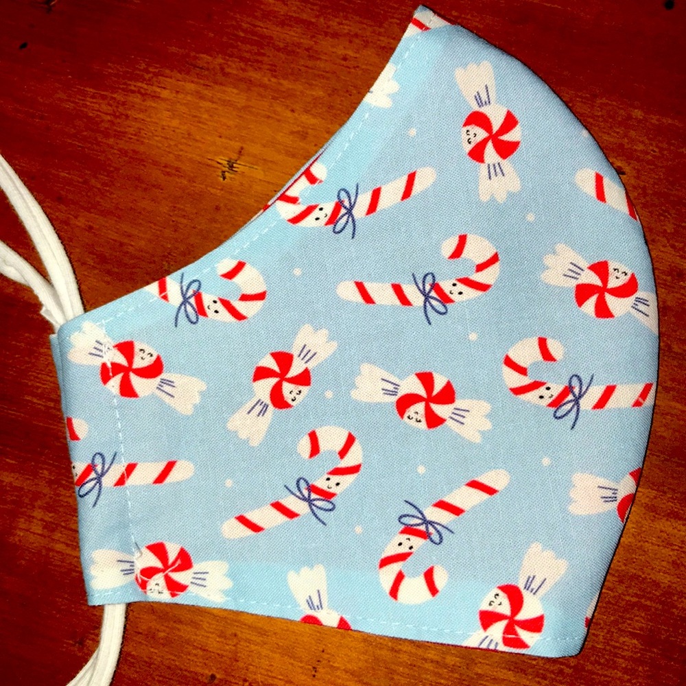 Candy Cane Face Mask Reversible Handmade